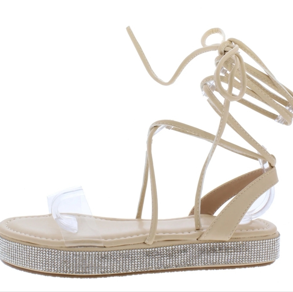 Nude Bling Gladiator Wrapped Sandals
